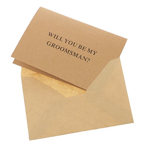 MagiDeal Wedding Cards with Envelopes Will You Be My Groomsman Kraft Cards Pack of 50