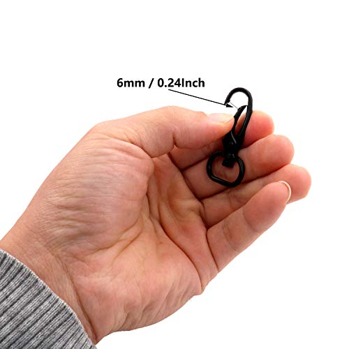 BIKICOCO 4/5\'\' Swivel Trigger Push Gate Snap Hook Lobster Claw Clasp Spring Loaded Clip, Oval-Ring Ended, Black, S-Size - Pack of 10