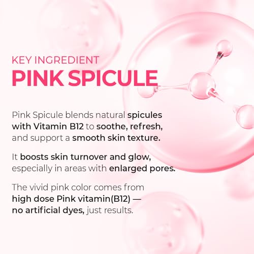 Dr.Melaxin Cyano Pink Spicule Serum with Vitamin B12, Liquid Microneedle Facial Treatment for Enlarged Pores, Niacinamide for Texture Refining & Renewal, 1.01 fl.oz