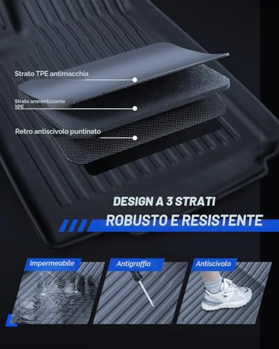 LANTU 8 Piece Mats for Tesla Model 3 2024-2026 TPE All Season 3D High Edge Non-Slip Waterproof Boot Mat and Back Cover Second Row of Accessories Seats