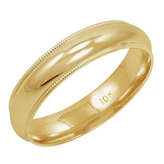 Watch Men's 10K Yellow Gold 5mm Comfort Fit Milgrain Wedding Band ...