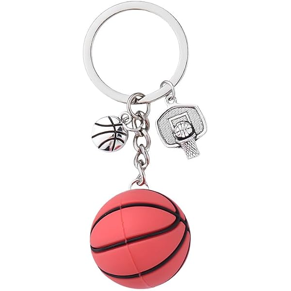 Porte-clés Basket-ball – Lot De 2, Alliage Argenté Et Orange, Pendentif Mode, Cadeau Sportif (8,6 X 2,5 Cm) - 3