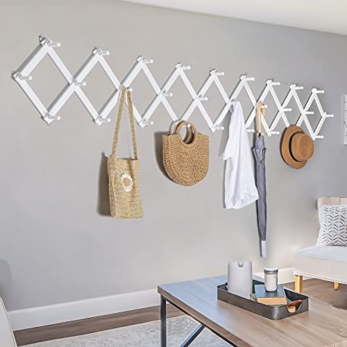 SKOLOO Accordion Wall Hanger, Modern Expandable Coat Rack Wall Mounted, Solid Wooden Wall Hat
