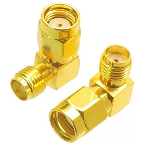 2 QTY Right Angle SMA Female Jack to RP-SMA Male Plug RF Coaxial Coax Adapter Connector ships from USA