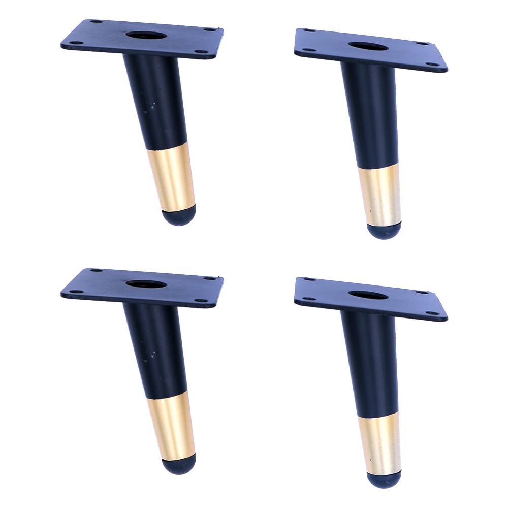 WANGCL 10cm Black Tapered Legs,Metal Cabinet Legs, Oblique Furniture Legs Set of 4 Sofa Couch Cupboard Bar Table Bed Legs,No-Slip Silent