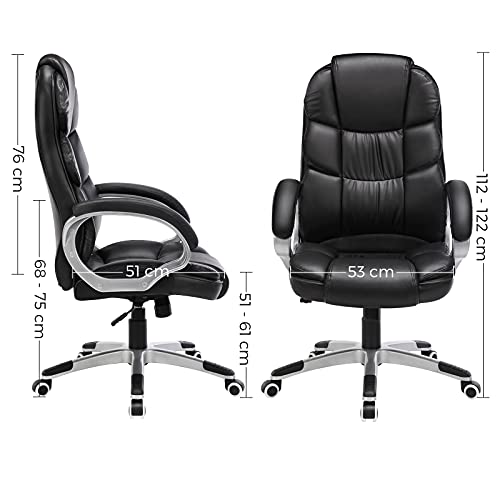 Songmics Office Chair Swivel Office Chair, Max. Load Capacity 150 Kg, Black Obg24B