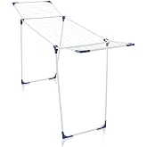 Leifheit Classic 180 Solid Standing Clothes Airer Laundry Hanger, Folding Clothes Rack for Outdoor and Indoor, 18 m Clothes Horse with 4 End Hooks for Hangers