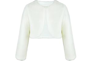 HCABL Girls Faux Fur Dress Coat Flower Girl Bolero Jacket Princess Cape Winter 1-10