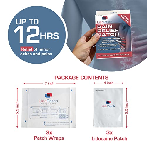 Lidocaine Patch (3Pack), LidoPatch Maximum Strength 3.6 Lidocaine & 1