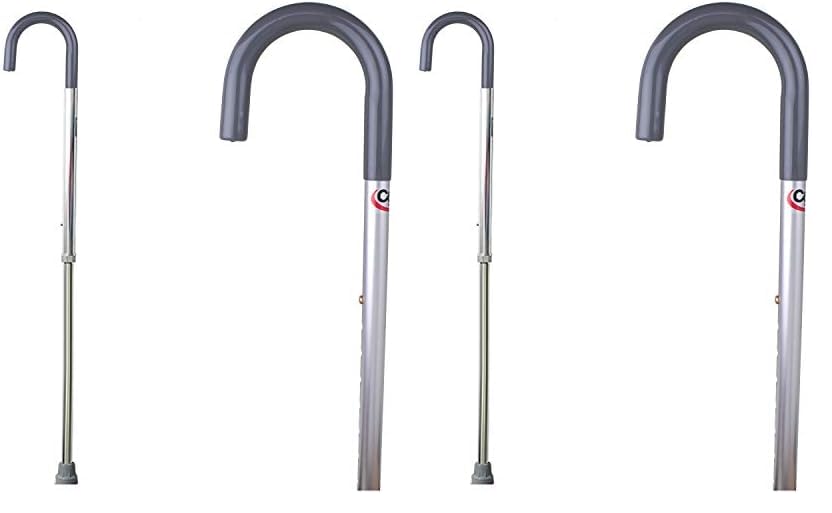 Carex Cane for Men – Men’s Round Handle Silver Cane – Adjustable Walking Cane for Men (Pack of 2)