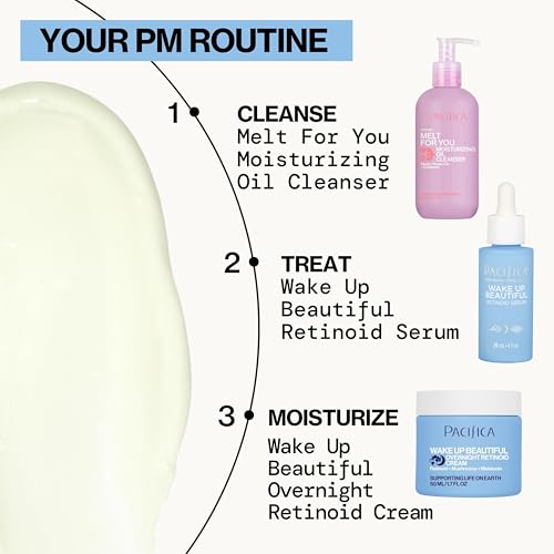 PACIFICA WAKE UP BEAUTIFUL RETINOID NIGHT CREAM – OVERNIGHT ANTI-AGING MOISTURIZER WITH HYALURONIC ACID & MELATONIN, REDUCES WRINKLES & FINE LINES, HYDRATING AND GENTLE FOR DRY OR MATURE SKIN, VEGAN