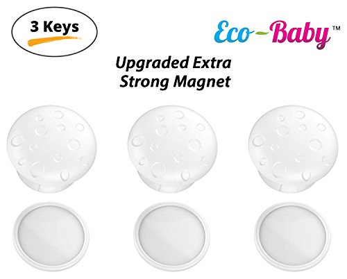 Eco-Baby Child Safety Magnetic Cabinet and Drawer Locks for Proofing Kitchen Child Latches (3 Pack Keys)