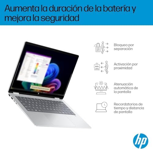 HP Omnibook X Flip - 14" 2K IPS Conversível Touch Laptop Intel Ultra 7-258V EVO, 32GB RAM, 1TB SSD, Intel ARC Graphics, Windows 11 Home Silver- Espanhol Teclado QWERTY