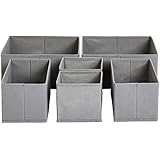 Cajas organizadoras de almacenamiento con cajones de tela AmazonBasics, juego de 6
