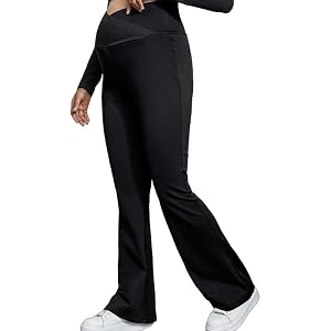Maternity Flare Leggings with Cross-Over Support Over The Belly Yoga Pants for Workout Soft Pregnancy Activewear