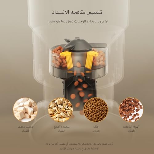 Nityers Automatic Cat Feeder, 5L Cat Feeder Automatic with Timer, Cat Food Dispenser, Keep Dry Food Fresh, Scheduled 1-6 Meals & 1-16 Portions, 10s Voice Recorder (أبيض لؤلؤي)