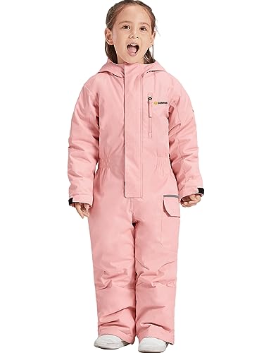 Photo 1 of GEMYSE Kids One Pieces Ski Suits Jumpsuits Boys Girls' Winter Outdoor Snowboarding Waterproof Snowsuits (Coral Pink,10/12)