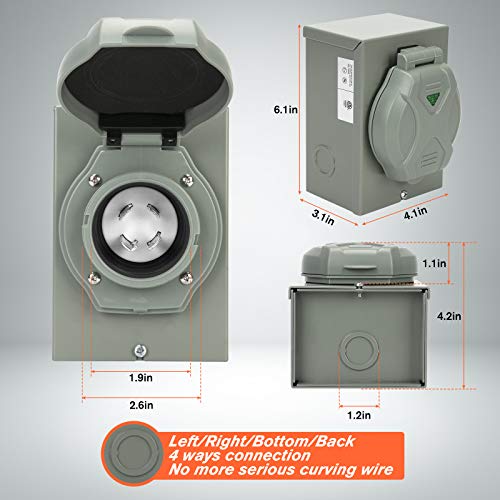 WELLUCK 30 Amp Generator Power Inlet Box, NEMA 3R Power Inlet Box with