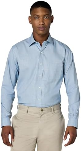 brooks brothers dress shirts review Brooks Brothers Men's Explorer Collection Non-Iron Twill Ainsley Collar, Windowpane Dress Shirt | Blue | Size 16 32