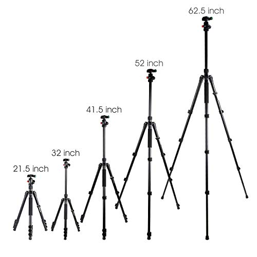 MACTREM Tripod DSLR SLR Tripod, 62.5" LightWeight Aluminum Alloy