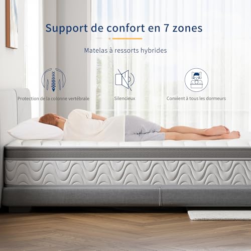 Suilong Mattress 90 x 190, 30 cm Thick Mattress with Independent Pocket Springs and Memory Foam, Hybrid Mattress 7 Support Zones, Breathable, Oeko-Tex Certified