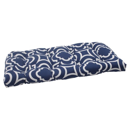Pillow Perfect Outdoor/Indoor Carmody Navy Tufted Loveseat Cushion, 44" x 19", Blue Pricepulse