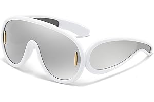 AWGSEE Trendy Wave Mask Sunglasses for Women Men Oversized Shield Sun Glasses Fashion Designer Style