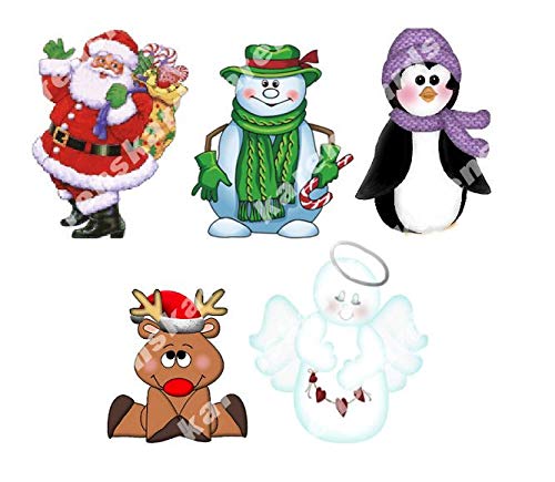 Christmas Character Card Making Toppers Santa, Reindeer, Snowman, Penguin and Angel Crafting x 5