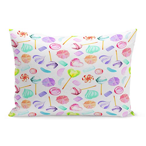 Emvency Throw Pillow Covers Pink Candy Watercolor Sweets Candies Lollipop Marshmallow and Paste Pillow Case Cushion Cover Lumbar Pillowcase Decoration for Couch Sofa Bedding Car 20 x 26 inchs
