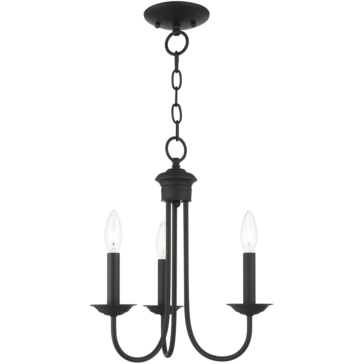 Livex Lighting 42683-04 Steel 3 Light Chandelier for Home Decor, 1 Black Ceiling Light Fixture, Perfect for Living Room or Bedroom Decor