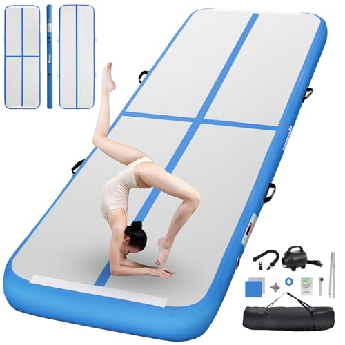 FBSPORT Airtrack Matte, 20cm Hoch Verdicken 3M Tumbling Matte,Gymnastikmatte mit Luftpumpe,Trainingsmatte mit Tragetasche,Turnmatte für Zuhause, Outdo