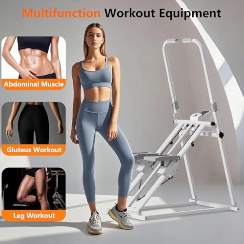 Foldable Stepper for Home Exercise, Vertical Stepper Climber Machine, Adjustable Stair Climber with LCD Monitor & Resistance Bands, Smooth & Quiet Hydraulic System, Full-Body Cardio Workout Equipment