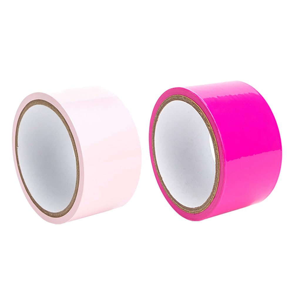 JIHUOO 2 Rolls Restraint Bondage Tape Pleasure Tape Bed Restraints Leg Wrist Restraint Straps Adult Toys Bedroom Accessories for Couples Hot Pink and Pink