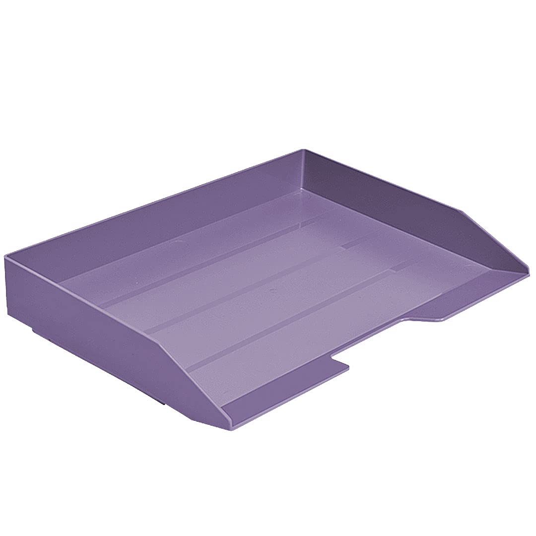 Acrimet Stackable Letter Tray Single Side Load, Plastic, Desktop File Organizer (Solid Purple Color) (1 Unit)