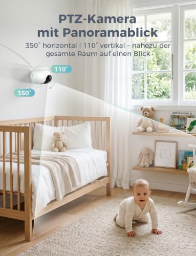 GHB Baby Monitor with Camera 5 Inch 720P HD Display with up to 168 Hours Battery Life in VOX Sleep Mode Split Screen Display Night Vision 4X Zoom Swivelling