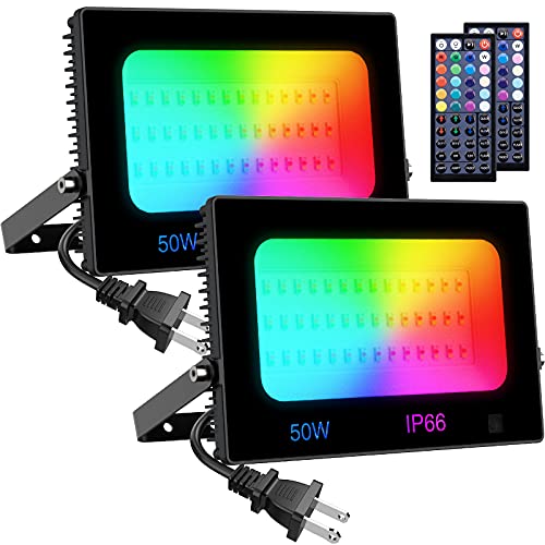 Olafus RGB Flood Light 50W, 4900 DIY Colors 500W Equivalent Uplighting