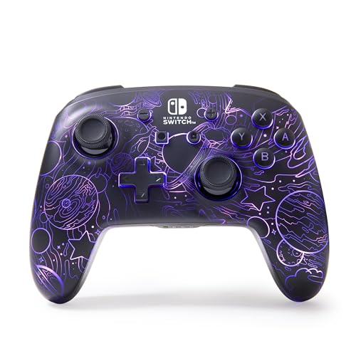 PowerA Enhanced Wireless Controller for Nintendo Switch with Lumectra - Galactic Vortex, RGB lighting reveals a hidden galaxy design, rechargeable bat