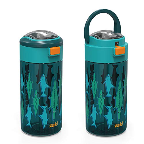 Zak Designs Genesis Durable Tritan Plastic Water Bottle with Interchangeable Lid and BuiltIn