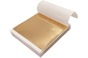 100 Sheets Imitation Gold Foil Sheets - Leaf Paper for Arts Decoration, Sculpture, Handcrafts, Picture Frames, Paintings, Fur