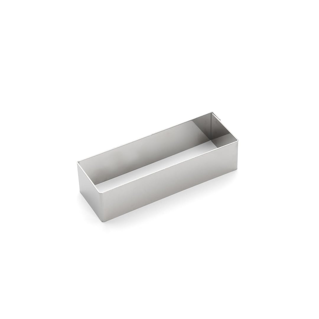 De Buyer 3943.12 Stainless Steel Rectangular Ring, Sharp Corners 12 x 4 cm, 3 cm High