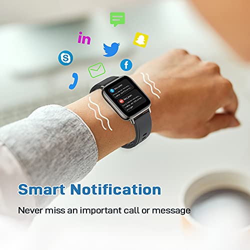 Smart Watch, mebossco Fitness Tracker for Women Men, 1.69 Inch Smartwatch with Sleep Heart Rate Monitor, IP68 Waterproof Sports Watch with Step Counter, Fitness Watch for Android iOS Phones, Black