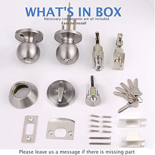 Knobonly All Keyed Same Entry Door Knobs with Single Cylinder Deadbolt