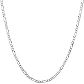 Verona Jewelers 925 Sterling Silver chain 3MM Figaro Link Chain Necklace- Silver Figaro Necklace (20-30) made in italy