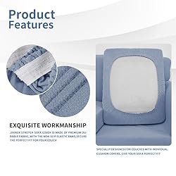 JIVINER Newest 4 Pieces Couch Covers for 3 Cushion