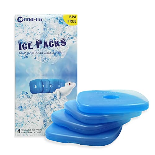 WORLDBIO Ice Freezer Packs for Lunch Box Cooler, Reusable Cool
