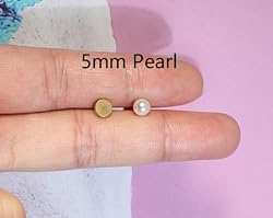 14K Gold Screw Back Pearl Stud Earrings for