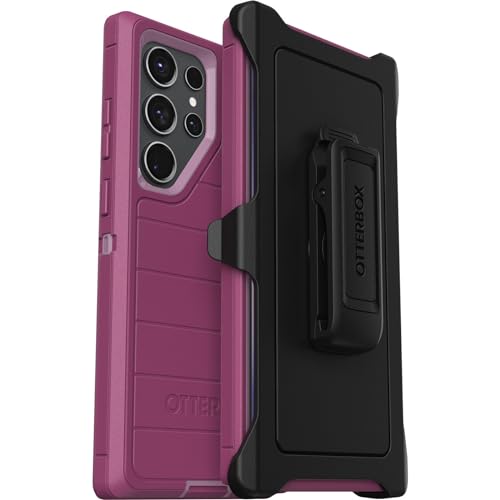 OtterBox Schutzhülle für Galaxy S23 Ultra (nur) – Defender Series – Morning Sky (Pink) – robust und langlebig – mit Portschutz – Holster-Clip-Ständer