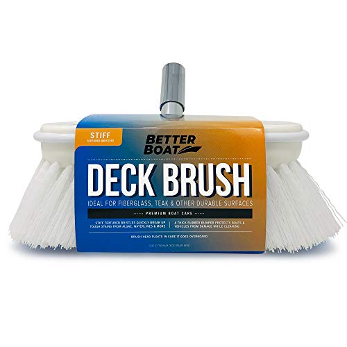 Better Boat Deck Brush Firm Stiff Bristle 8" Head Scrub Cleaning with Bumper Hard Cleaner