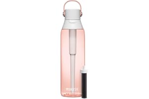 Brita Hard-Sided Plastic Premium Filtering Water Bottle, BPA-Free, Reusable, Replaces 300 Plastic Water Bottles, Filter Lasts 2 Months or 40 Gallons, Includes 1 Filter, Blush - 26 oz