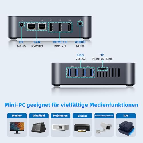 DreamQuest Mini PC Windows 11 Pro Pre-Installed Intel 12th Gen N95 (up to 3.4GHz) 16GB DDR4 RAM 512GB M.2 SSD Micro Desktop Computer, 4K HDMI/USB 3.2/Gigabit Ethernet/WiFi 5/for Business Home Cinema
